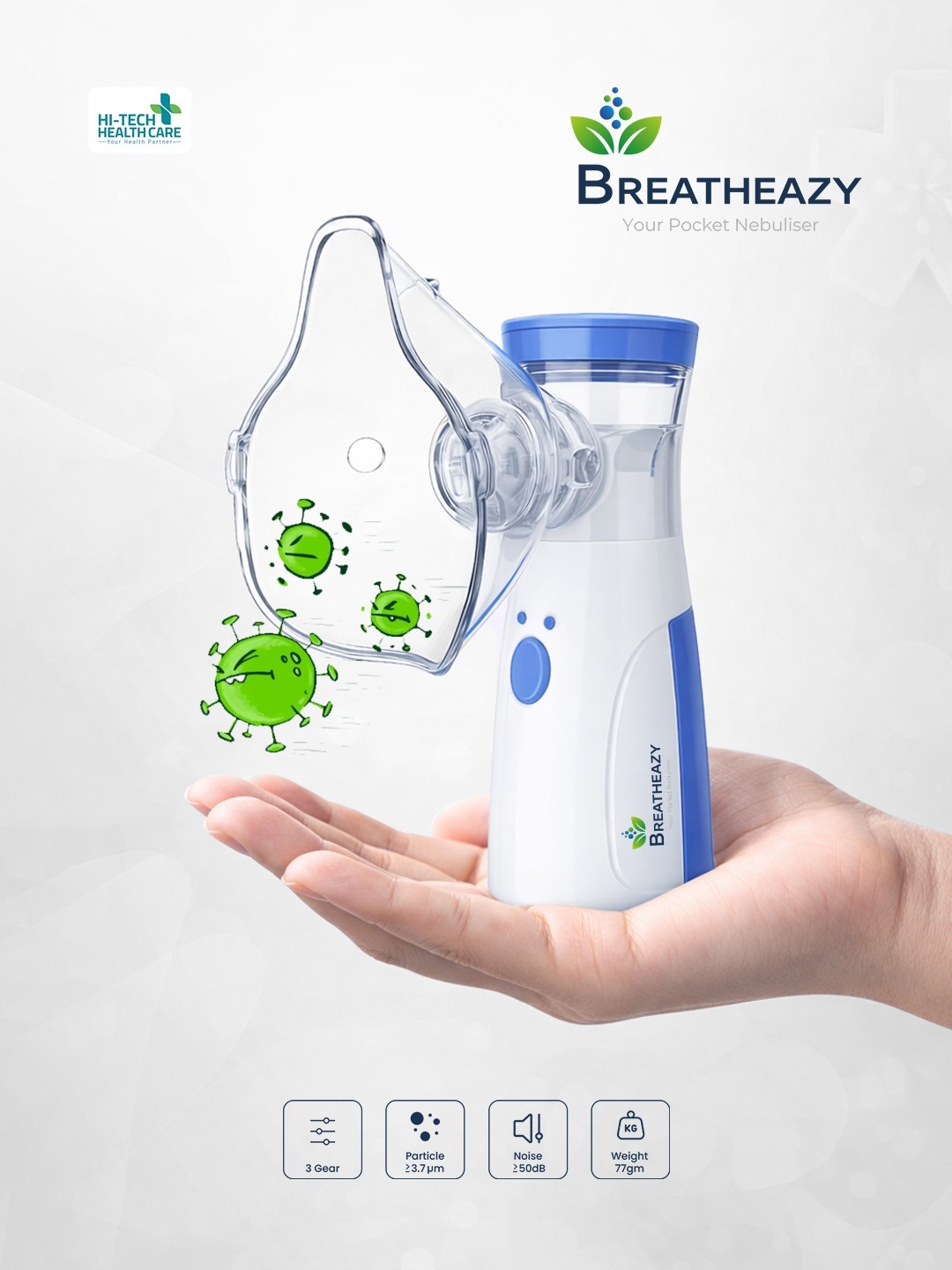 Breatheazy Pocket Nebuliser — portable nebuliser held in one hand